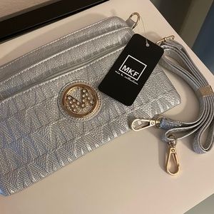 MKF Mia K Collection Silver Shoulder Wallet Bag